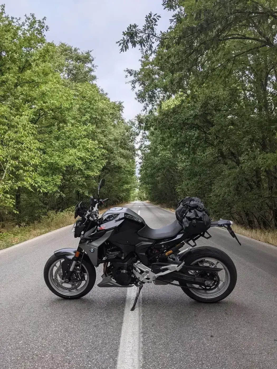 Motorcycle in a Greek forest